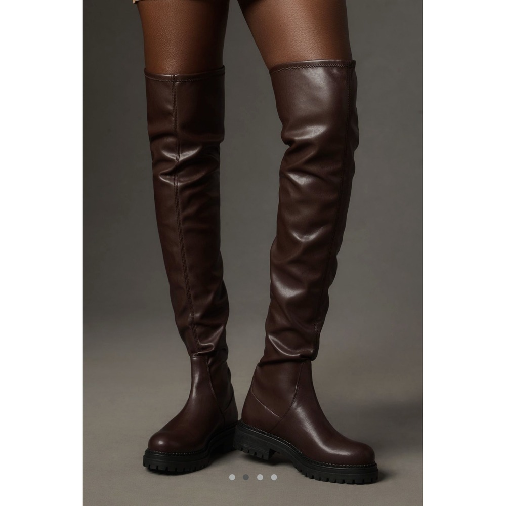 New - Anthropologie Pilcro Over-the-Knee COmbat Boots Brown size 5-5.5